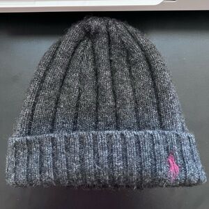 Polo by Ralph Lauren Charcoal Ribbed Knit Beanie
